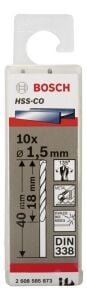 Bosch HSS-Co 1,5 mm 10'lu Kobaltlı Matkap ucu 2608585873