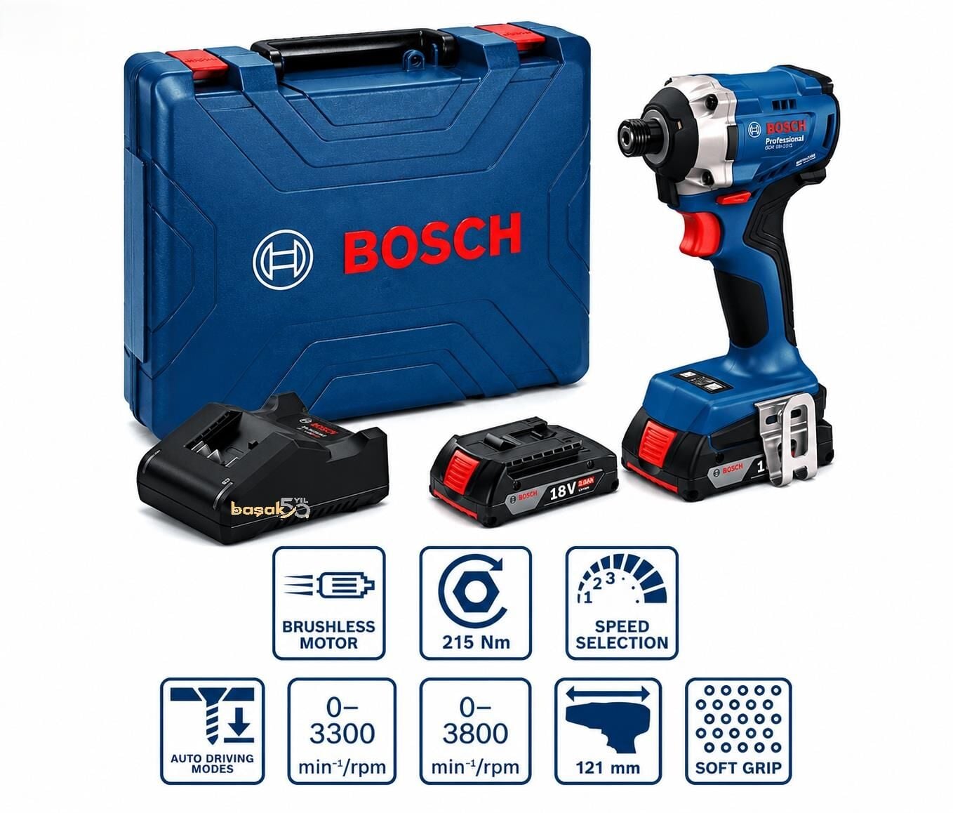 Bosch GDR 18V-215 2x2 Ah Akülü Darbeli Vidama 06019N2022