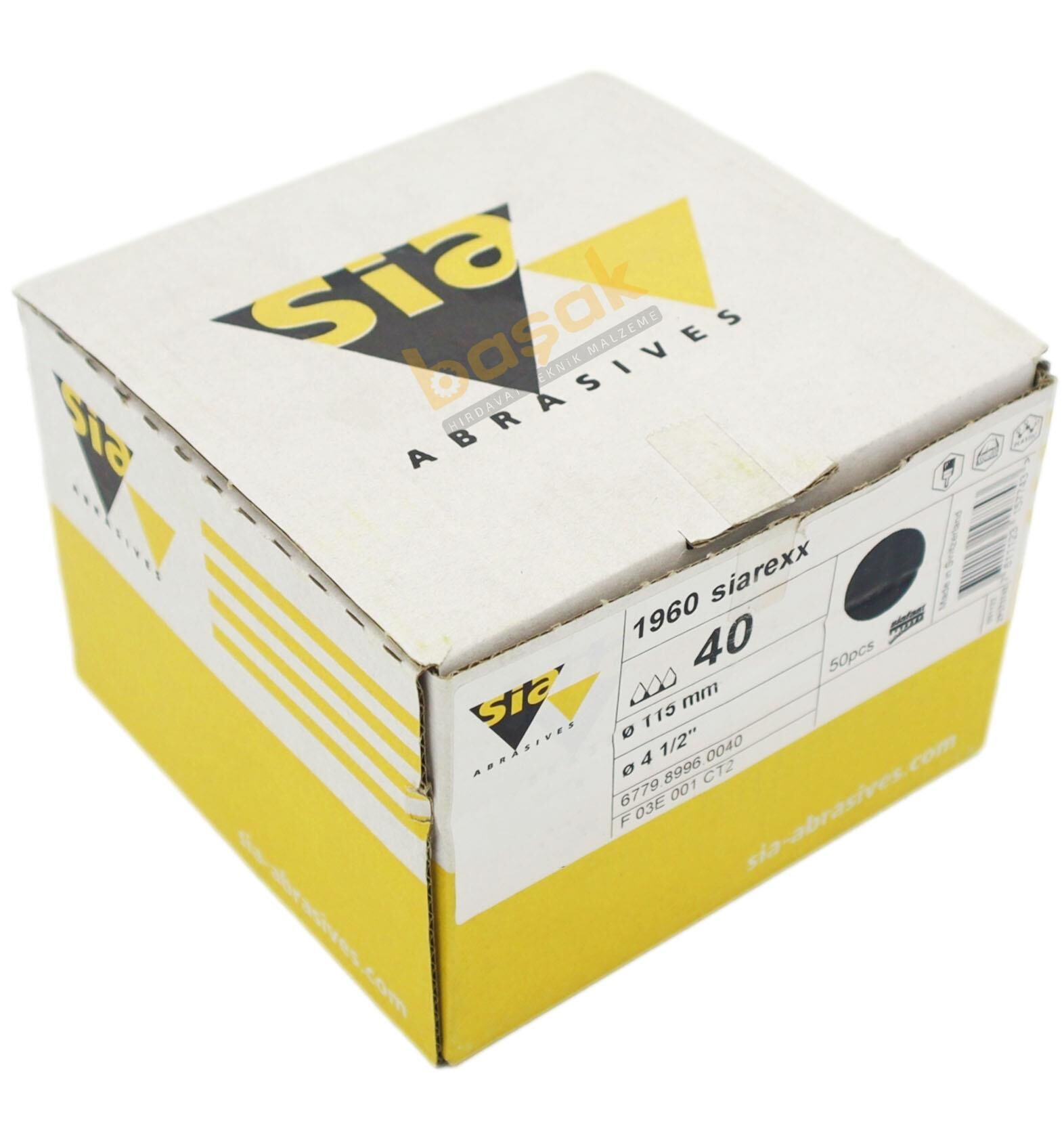 Sia 1960 Siarexx 115 mm 40 Kum Deliksiz Zımpara Kâğıdı 50'li | SIA