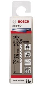 Bosch HSS 3,5 mm 10'lu Kobaltlı Matkap Ucu Paket 2608585879
