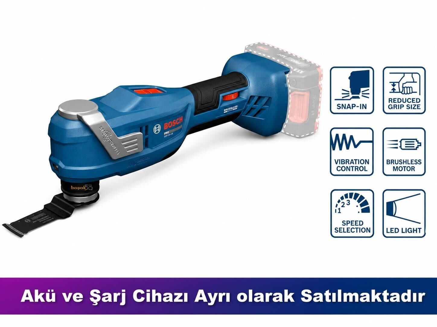 Bosch GOP 18V-30 18V Akülü Salınımlı Çok Fonksiyonlu Makine (Solo) 06018G3000