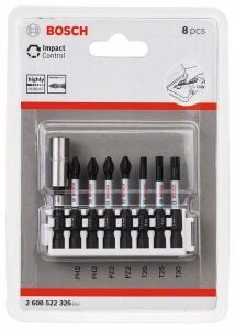 Bosch Impact 8'li Bits Uç Seti PH2-PZ2 T20-T30 50mm 2608522326