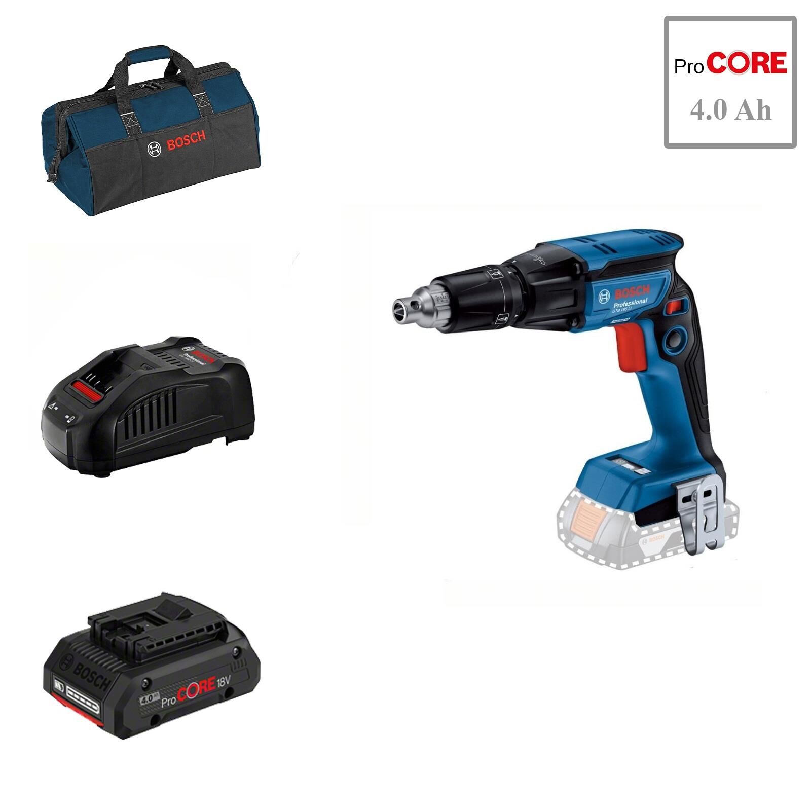 Bosch GTB 185-LI 1x4 Ah Procore Akülü Alçıpan Vidalama Bez Çantalı