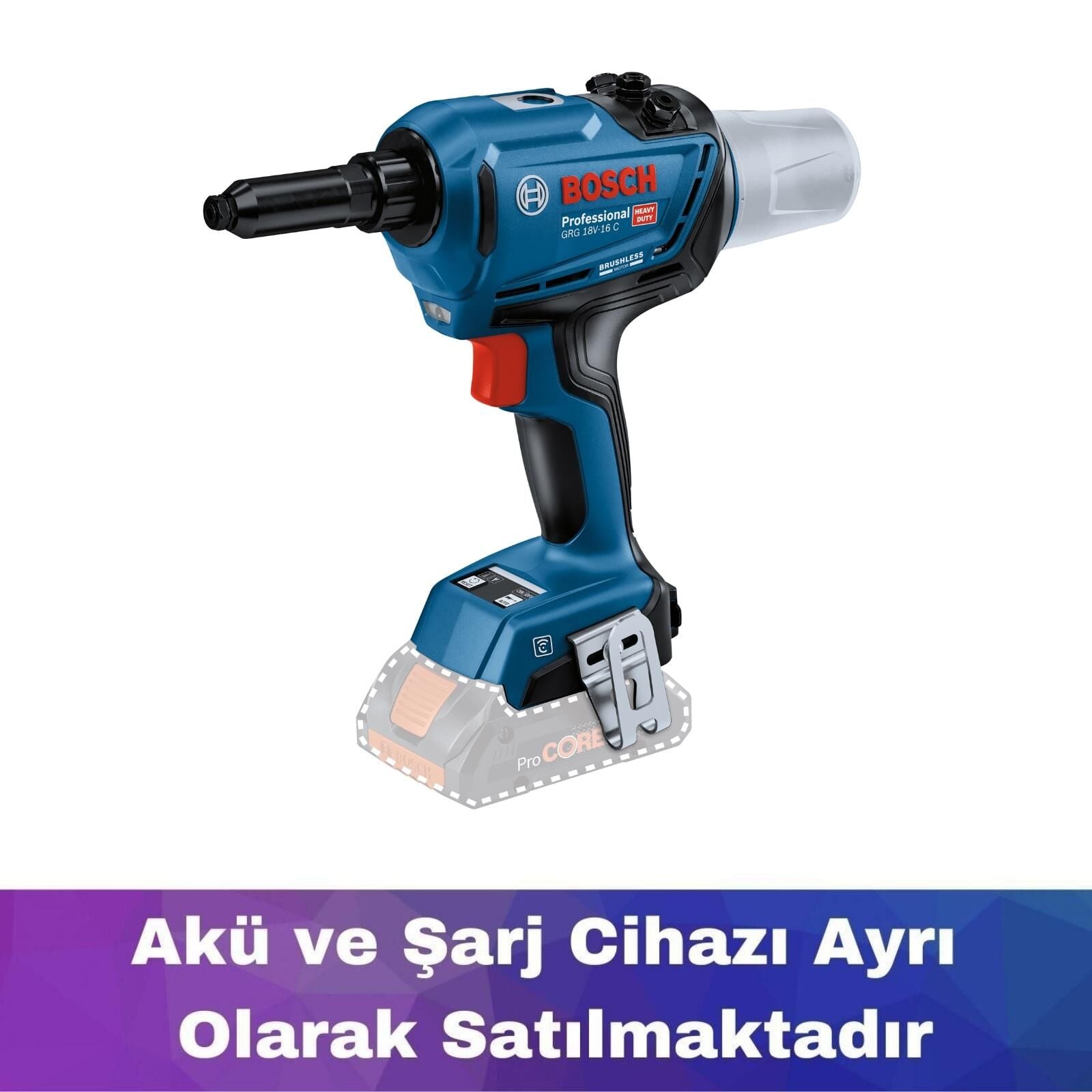 Bosch GRG 18V-16 Akülü Perçin Makinası (Akü ve Şarj Yoktur) 06019K5000