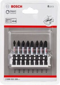Bosch Impact PH1-PH3 PZ2-PZ3 50 mm 8'li Bits Uç Seti 2608522328