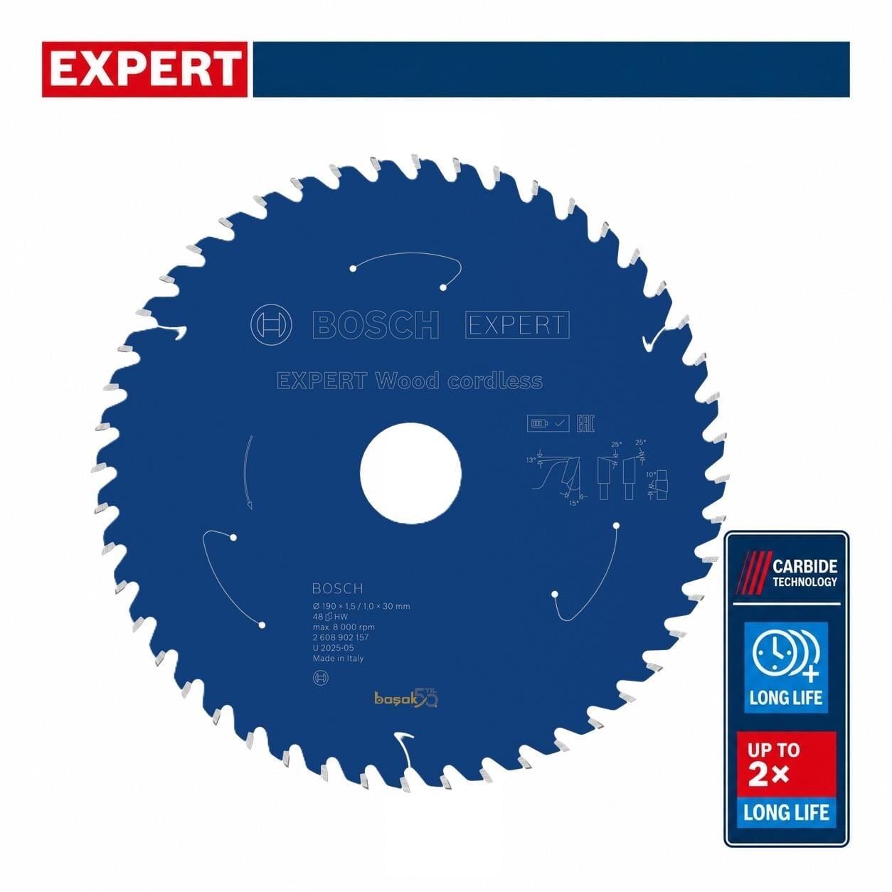 Bosch Expert 190x30 mm 48 Diş Akülü Ahşap Daire Testeresi 2608902157