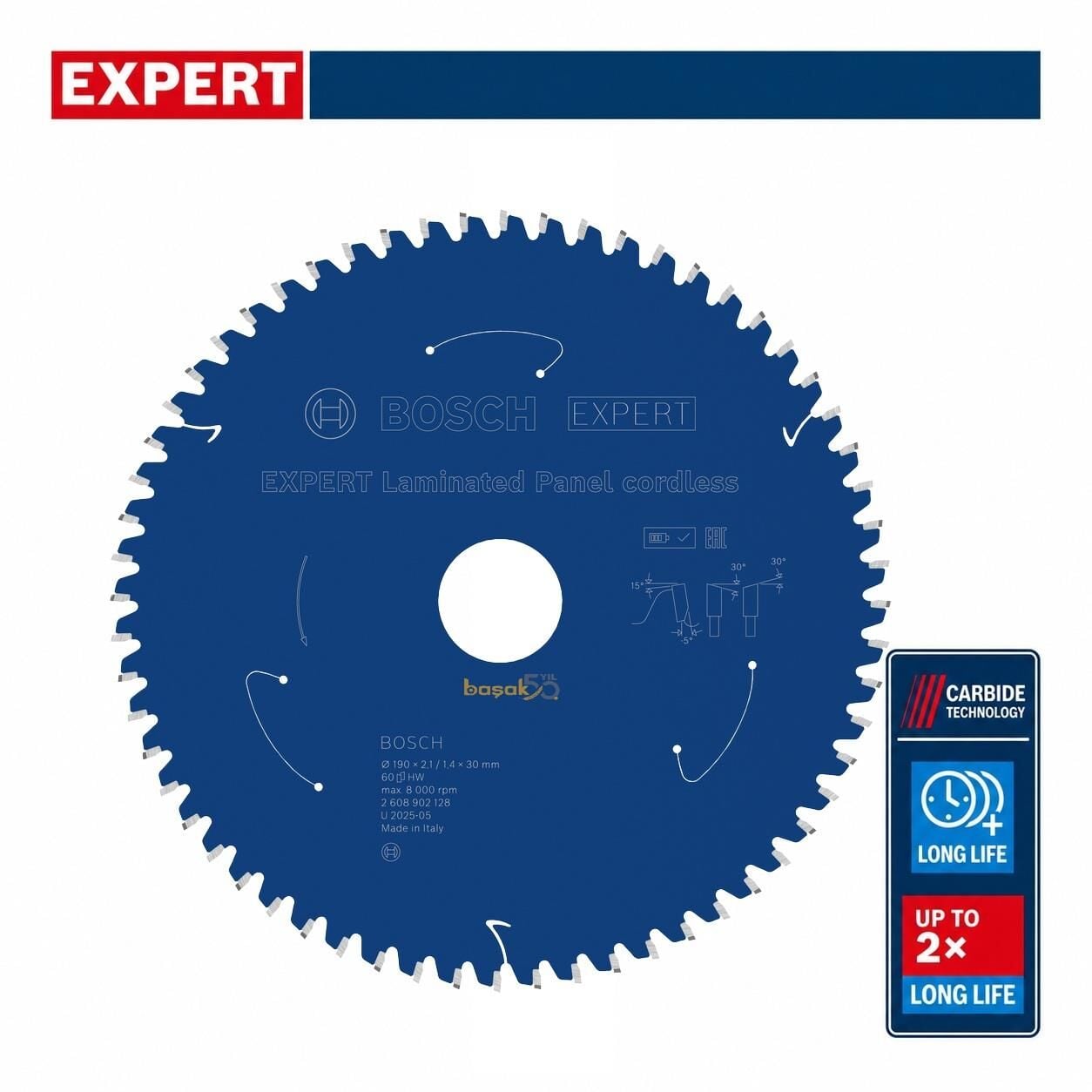 Bosch Expert 190x30 mm 60 Diş Akülü Laminant Daire Testere 2608902128