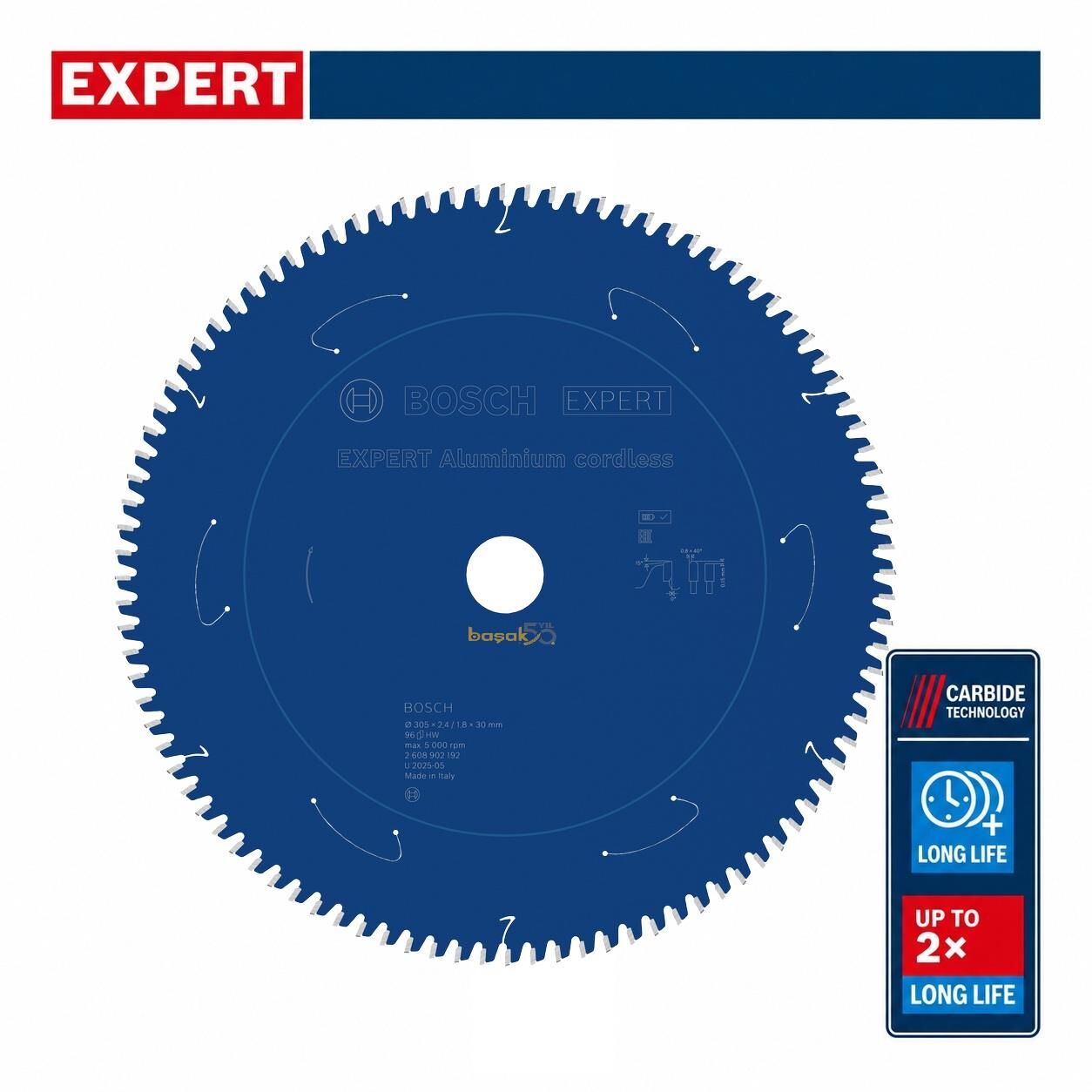 Bosch Expert 305x30 mm 96 Diş Akülü Alüminyum Daire Testere 2608902192