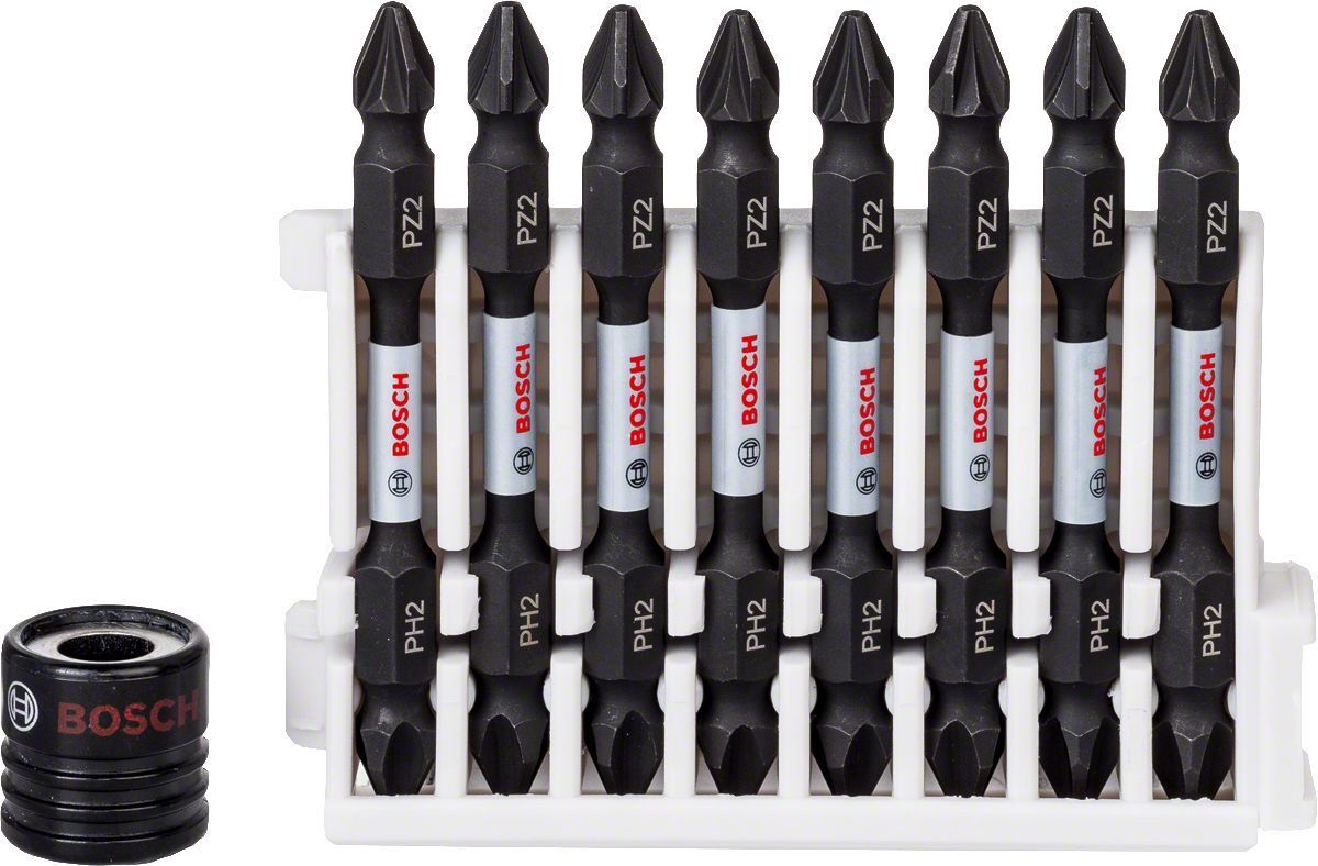 Bosch Impact PH2-PZ2 65mm Çift Taraflı 8'li Bits+Tutucu 2608522334