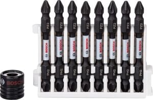 Bosch Impact PH2-PZ2 65mm Çift Taraflı 8'li Bits+Tutucu 2608522334