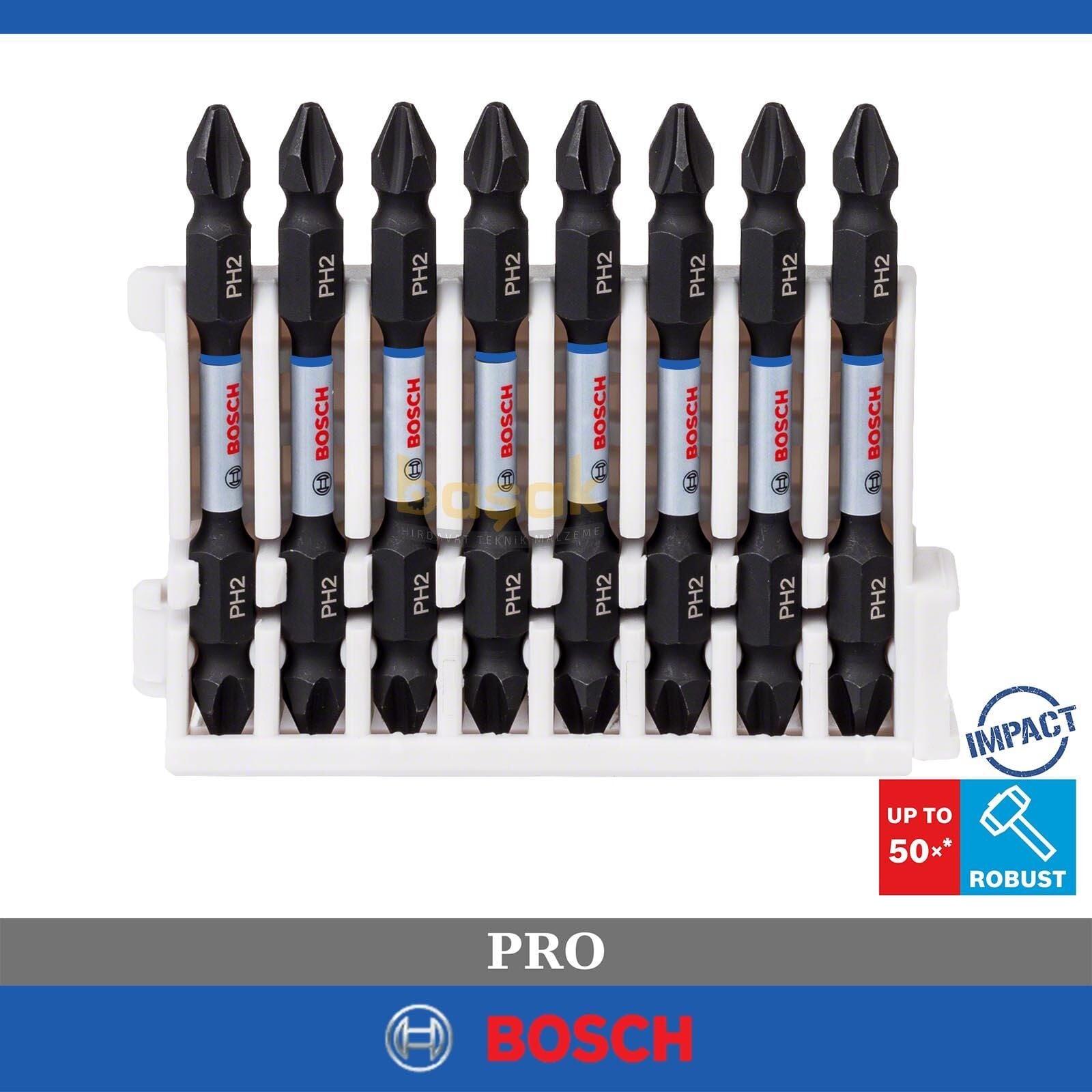 Bosch Impact PH2 65mm Çift Taraflı 8'li Bits Uç Seti 2608522337
