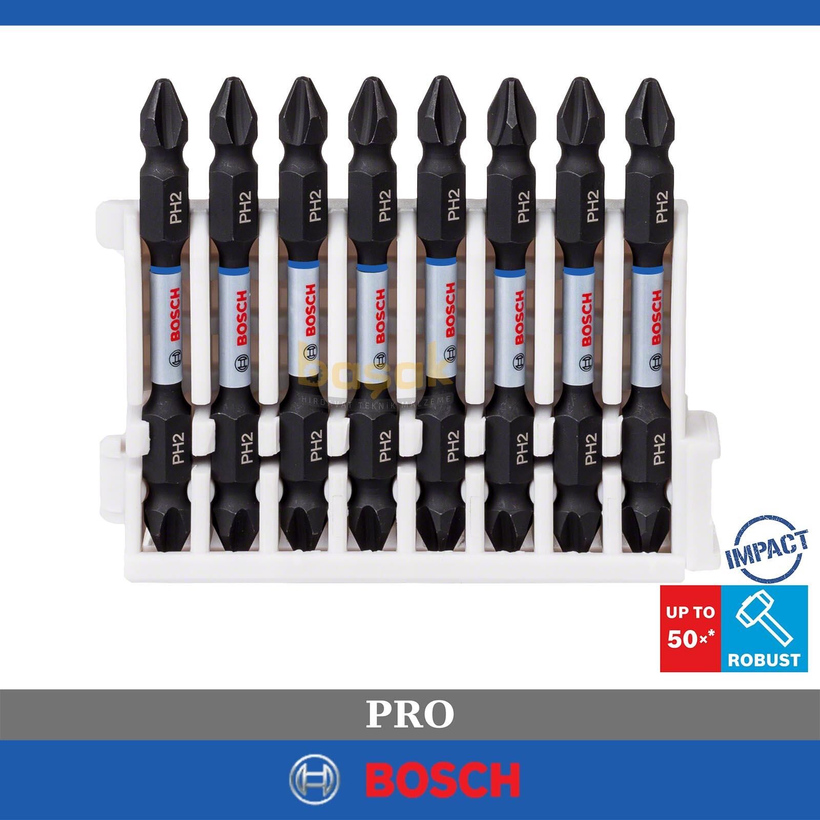 Bosch Impact PH2 65mm Çift Taraflı 8'li Bits Uç Seti 2608522337