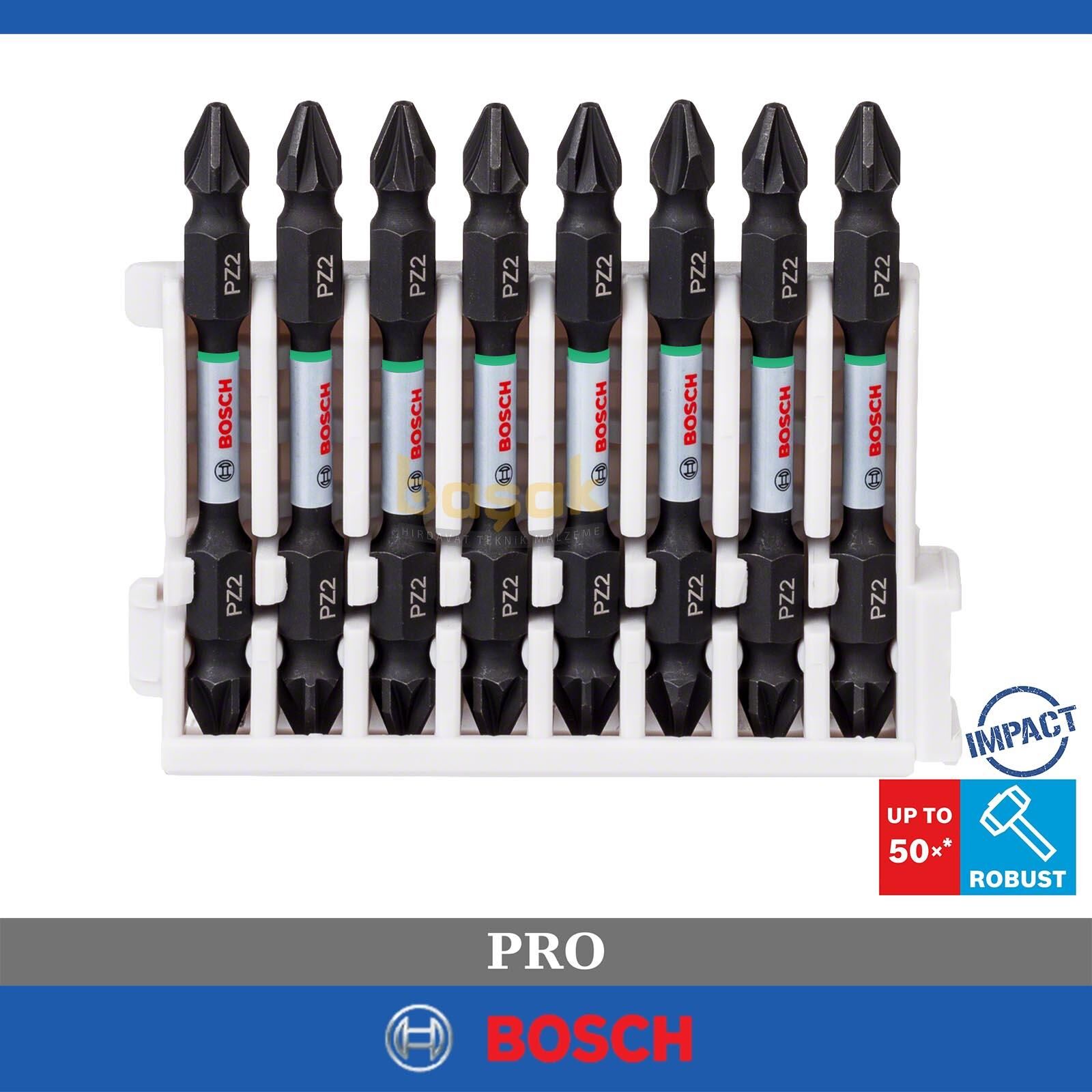 Bosch Impact PZ2 65mm Çift Taraflı 8'li Bits Uç Seti 2608522338