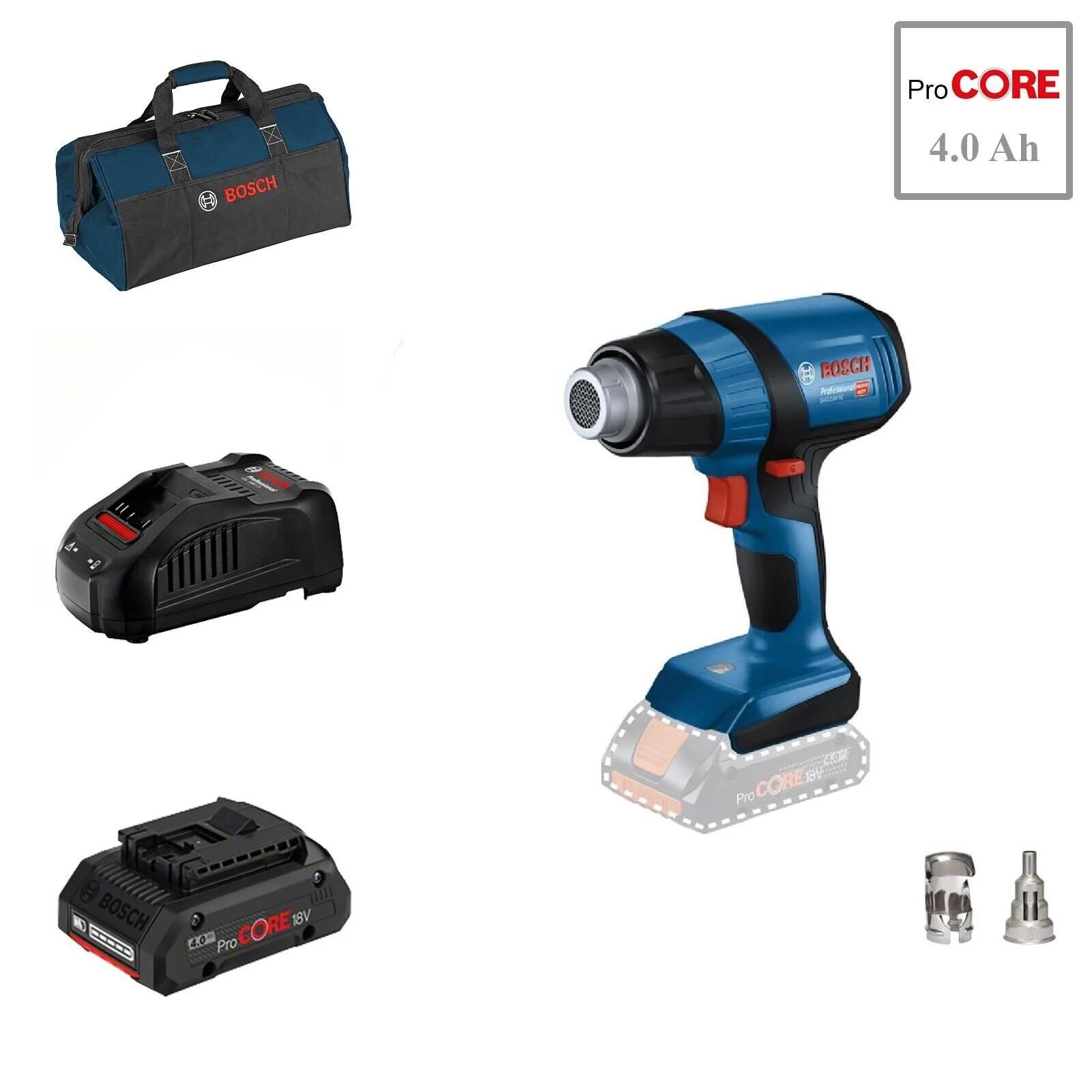 Bosch GHG 18V-50 1x4 Ah ProCORE Akülü Sıcak Hava Tabancası Bez Çantalı