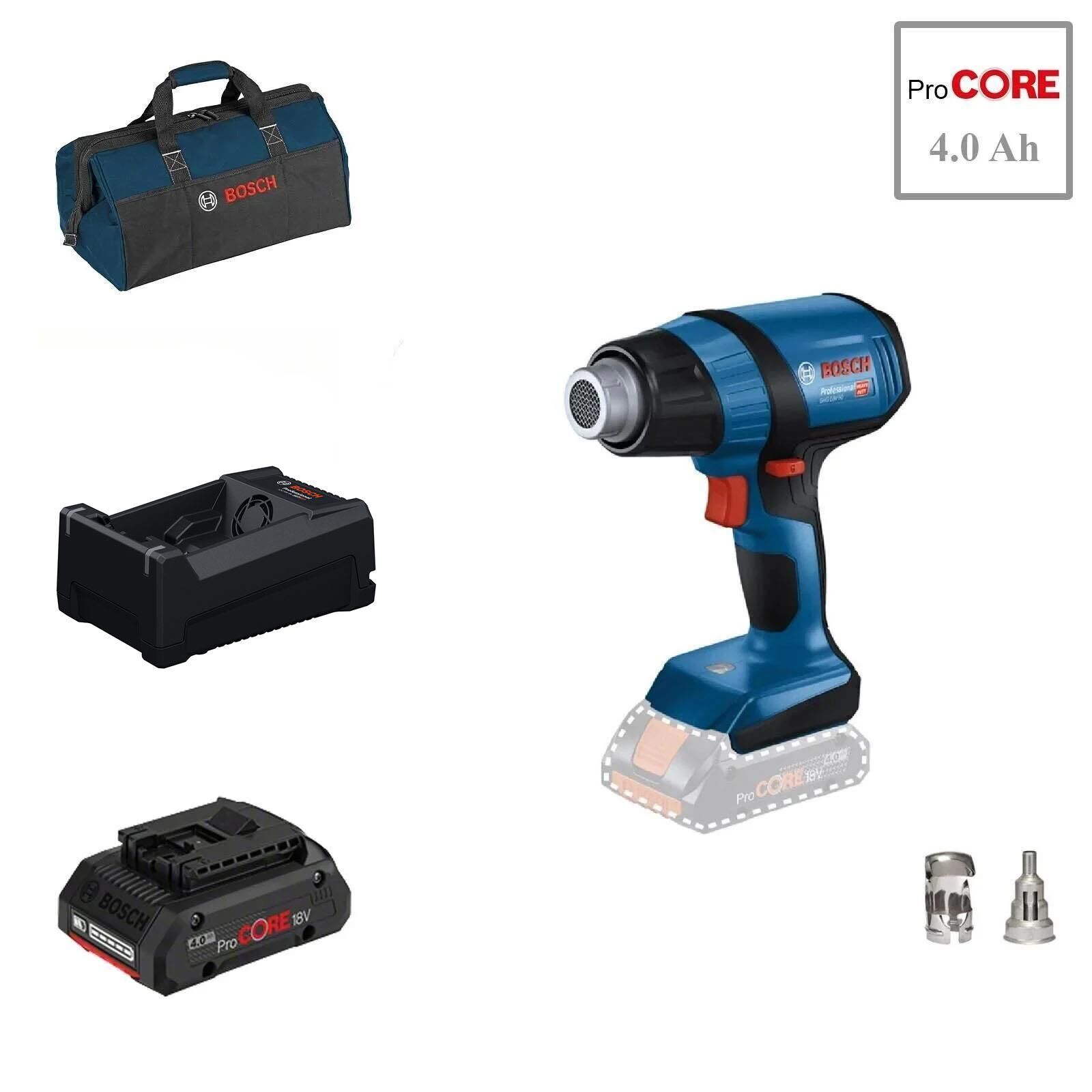 Bosch GHG 18V-50 1x4 Ah ProCORE Akülü Sıcak Hava Tabancası Bez Çantalı
