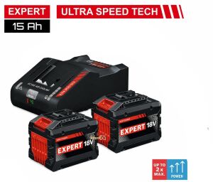 Bosch Expert Akü Seti 2 x EXBA18V 15 Ah Akü+EXAL 18V-160 Şarj Cihazı 1600A0373Z