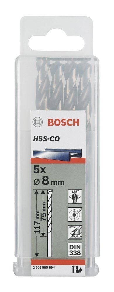 Bosch HSS 8,8x125 mm Kobaltlı Matkap Ucu 5'li Paket 2608588101