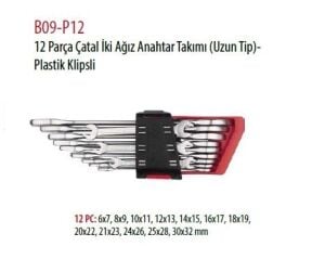 Ceta Form 12'li Açık Ağız Uzun Anahtar Takımı Plastik Klipsli 6-32mm B09-P12