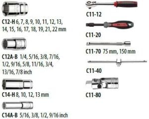 Ceta Form 41 Parça 3/8” Lokma Takımı Metrik/SAE C10A-41PM2