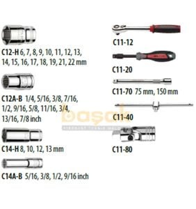 Ceta Form 41 Parça 3/8” Lokma Takımı Metrik/SAE C10A-41PM2