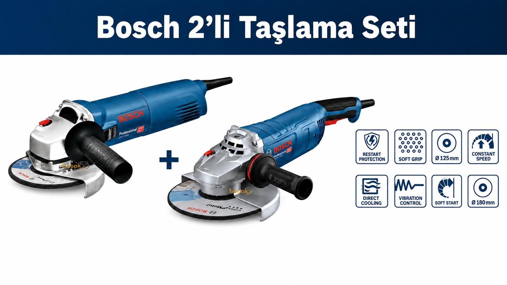 Bosch GWS 27-180 J + GWS 1400 İkili Taşlama Makinesi Seti 0615A500EW
