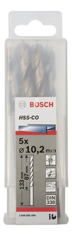 Bosch HSS 10,2x133 mm Kobaltlı Matkap Ucu 5'li Paket 2608585899