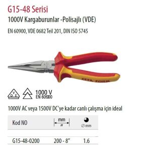 Ceta Form 1000V VDE Polisajlı 200mm Kargaburun  G15-48-0200