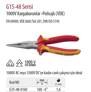 Ceta Form 1000V VDE Polisajlı 160mm Kargaburun G15-48-0160