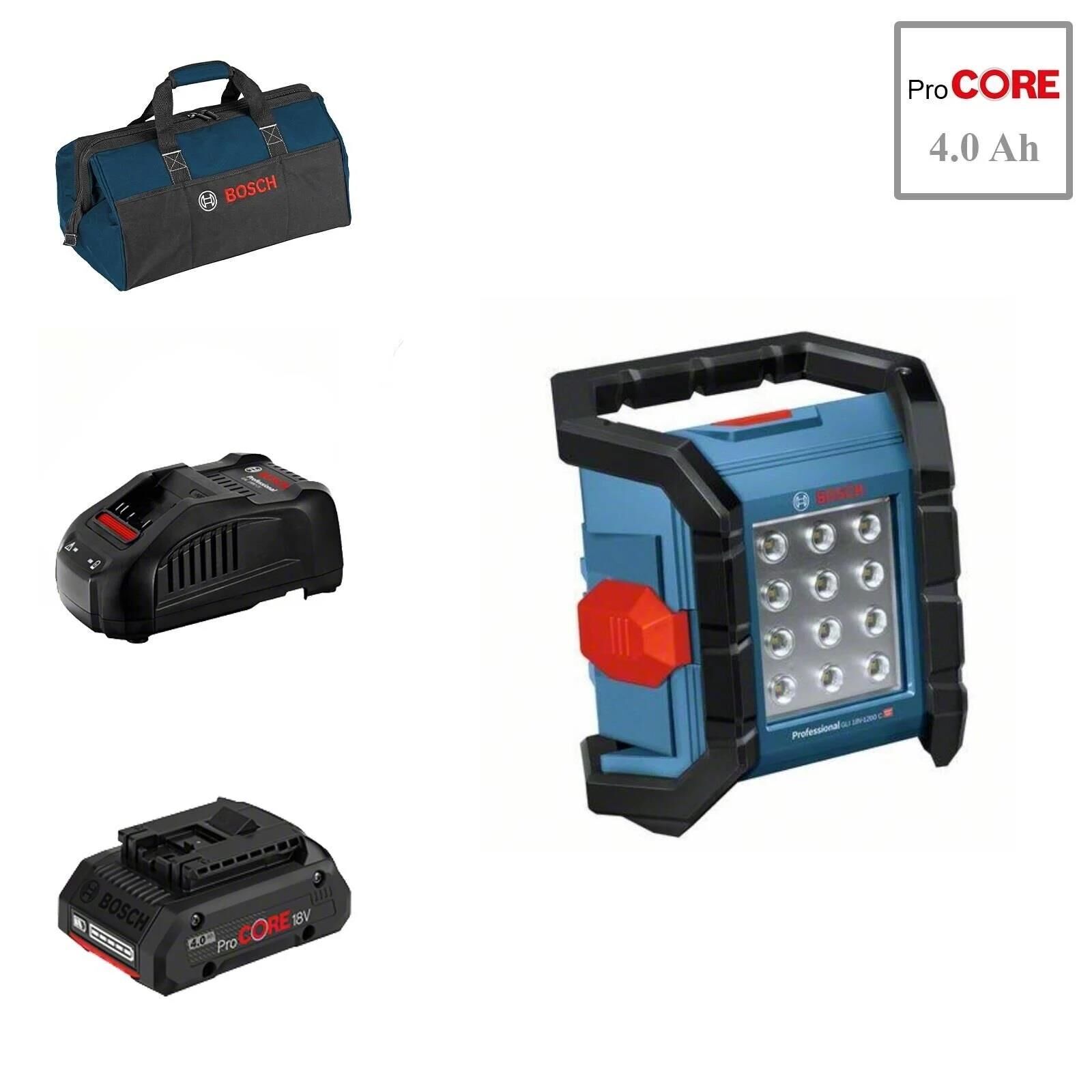 Bosch GLI 18V-1200 C 1x4 Ah ProCORE Akülü Projectör Bez Çantalı