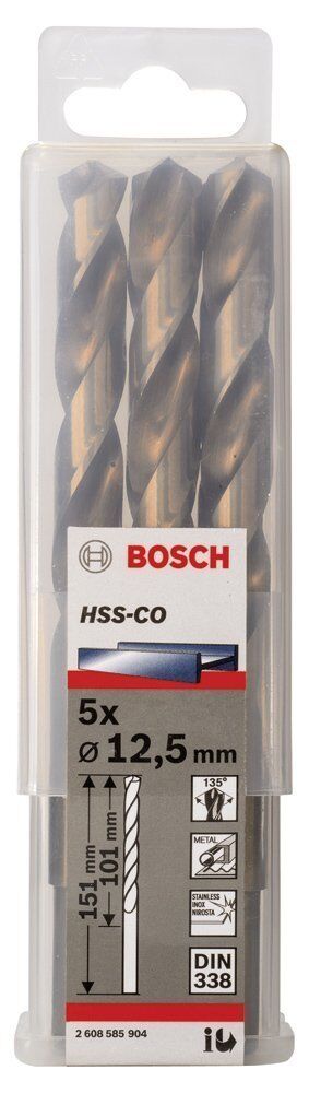 Bosch HSS-Co 12,5 mm 5'li Kobaltlı Matkap Ucu 2608585904
