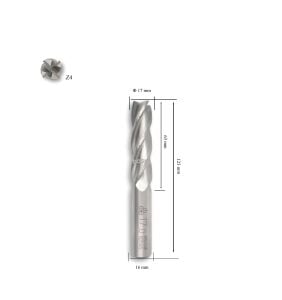 MTE 17 mm Uzun Parmak Freze Hss-Co8 DIN 844/B-N
