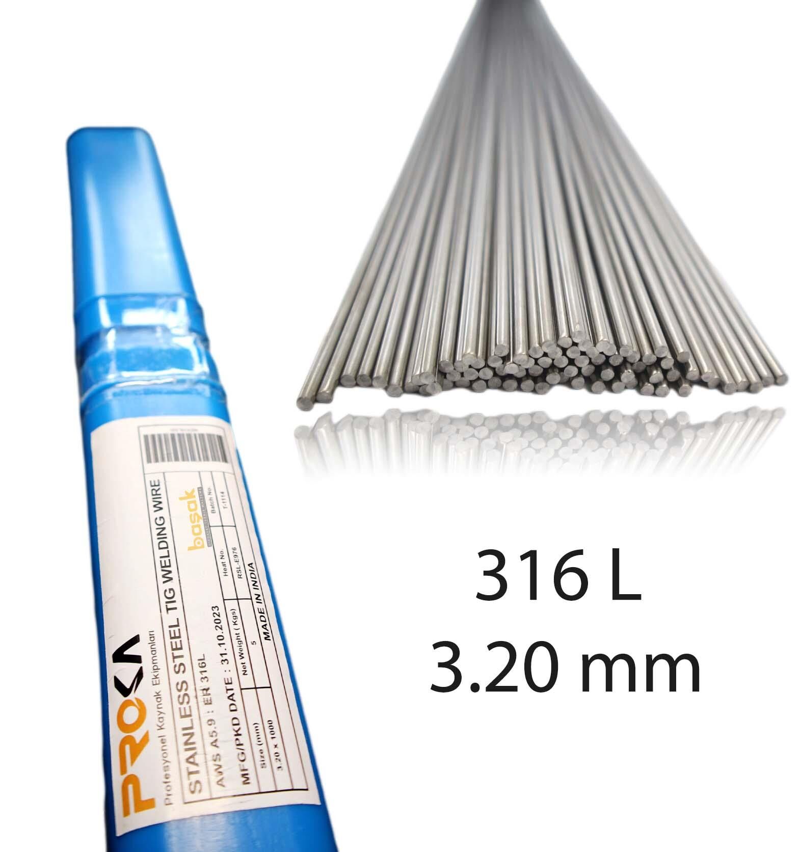 Proka ER 316L 3,2 mm Tig-Argon Paslanmaz Kaynak Teli 5 kg