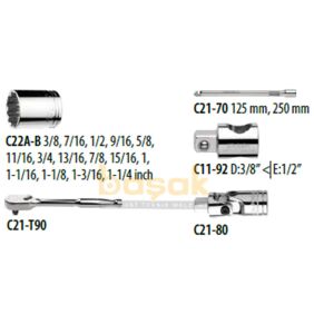 Ceta Form 20 Parça 1/2'' 12 Köşe SAE Inch Lok ma Takımı C20A-20PBT