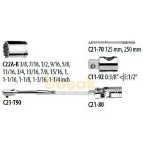 Ceta Form 20 Parça 1/2'' 12 Köşe SAE Inch Lokma Takımı C20A-20PBT