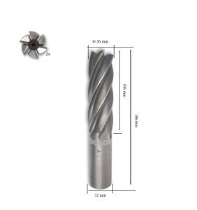 MTE 36 mm Uzun Parmak Freze Hss-Co5 DIN 844/B-N