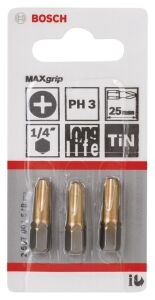 Bosch PH3 25 mm 3'lü Yıldız Bits Uç MaxGrip 2607001548