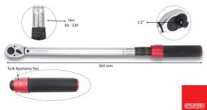 Ceta Form 1/2 60-330 Nm Duo Cırcırlı Tork Anahtarı D03F2-2133
