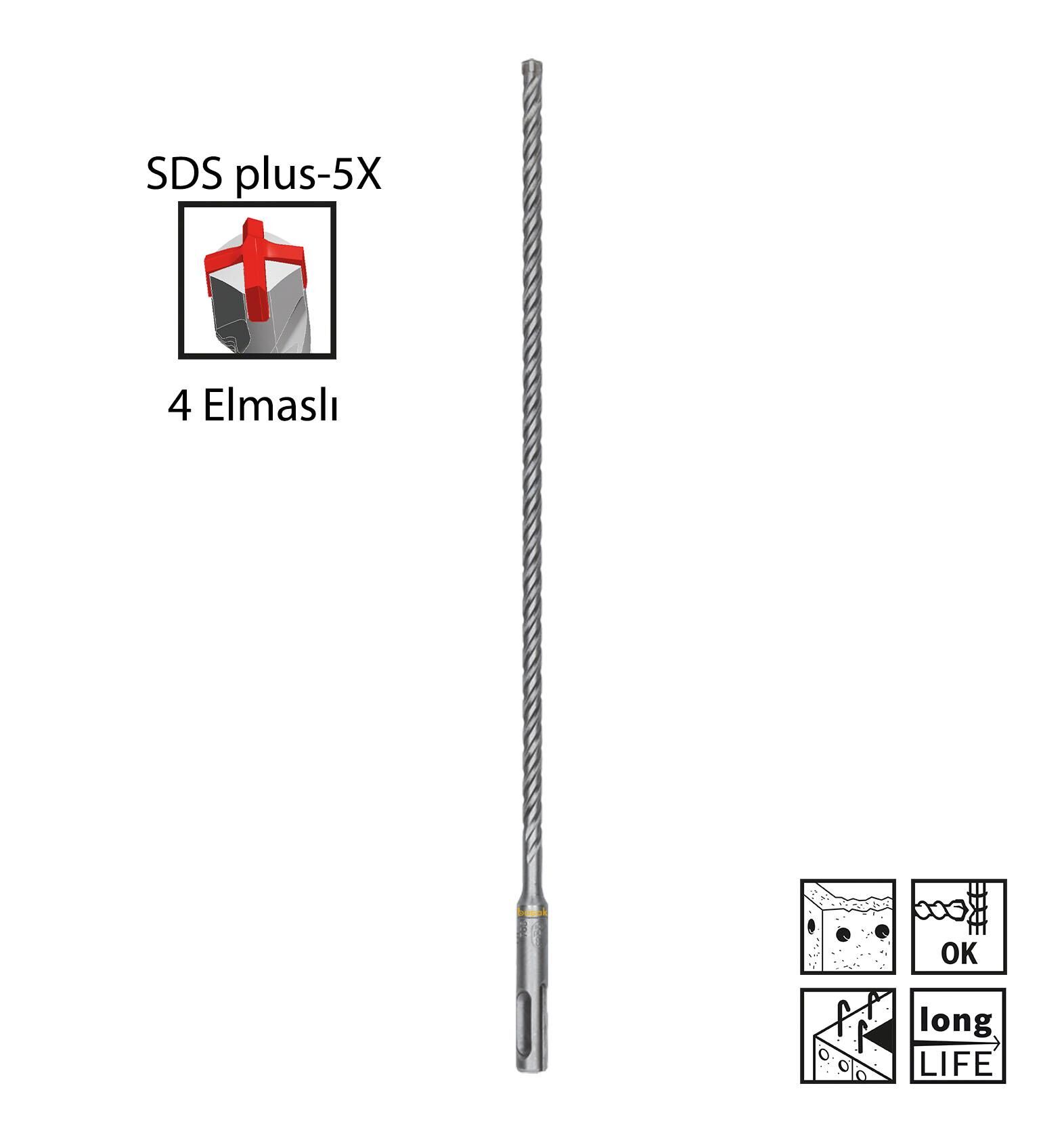Bosch SDS Plus-5X 6,5 x 310 mm Dört Elmaslı Matkap Ucu 2608836614