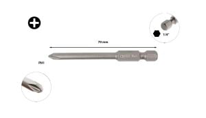 Ceta Form PH1 x 70 mm Ekstra Uzun Yıldız Bits Uç CB/701
