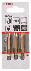 Bosch PH2 49 mm 3'lü Yıldız Bits Uç MaxGrip 2607001552
