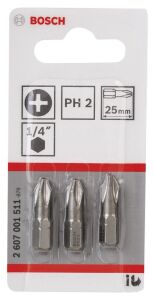 Bosch PH2 25 mm 3'lü Yıldız Bits Uç ExtraHard 2607001511