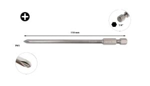 Ceta Form PH1 x 110 mm Ekstra Uzun Yıldız Bits Uç CB/1101