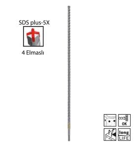 Bosch SDS Plus-5X 12 x 610 mm Dört Elmaslı Matkap Ucu 2608836620