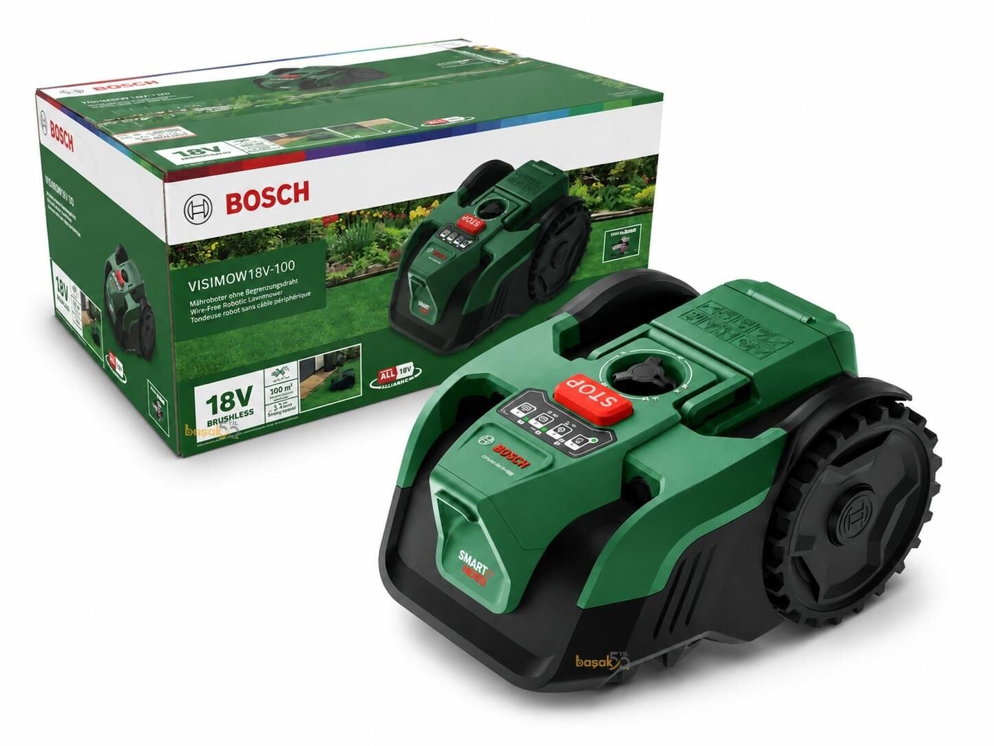 Bosch VISIMOW 18V-100 18V 1x4 Ah Akülü Çim Biçme Robotu 100 m² 06008E1000