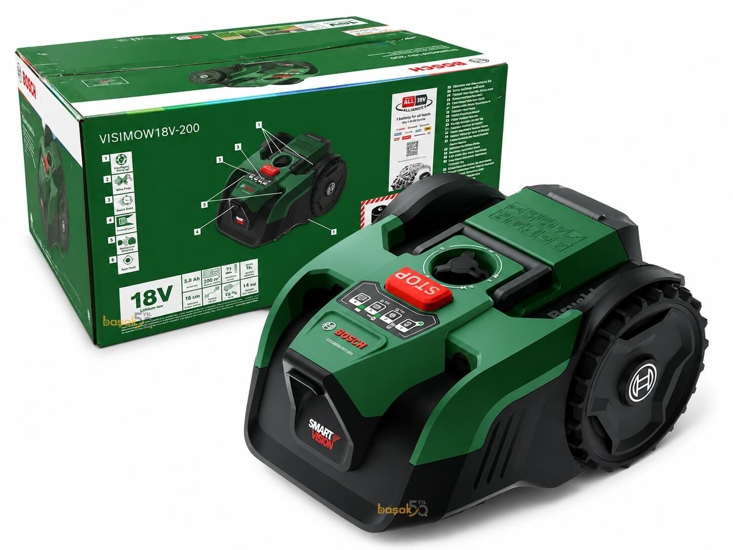 Bosch VISIMOW 18V-200 18V 1x5 Ah Akülü Çim Biçme Robotu 200 m² 06008E1100