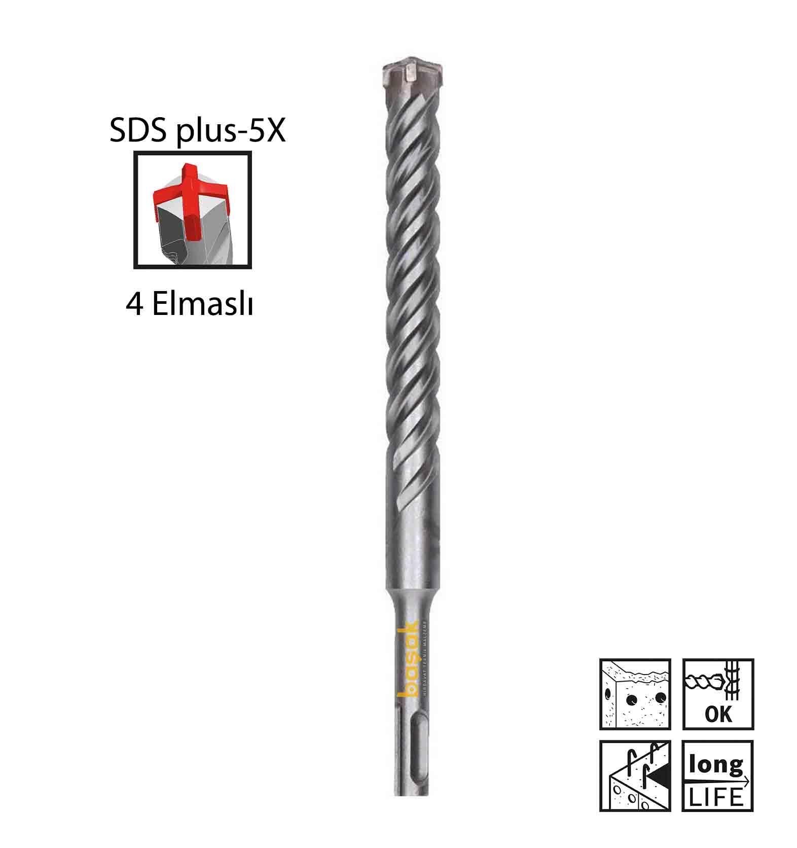 Bosch SDS Plus-5X 18 x 200 mm Dört Elmaslı Matkap Ucu 2608836631