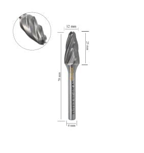 Tutex SF-5M AL 12 mm Konik Karbür Freze Ucu Alüminyum