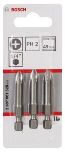Bosch PH2 49 mm 3'lü Yıldız Bits Uç ExtraHard 2607001528