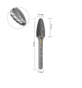 Tutex SF-3M 10 mm Konik Yuvarlak Karbür (Sert Metal) Freze Ucu
