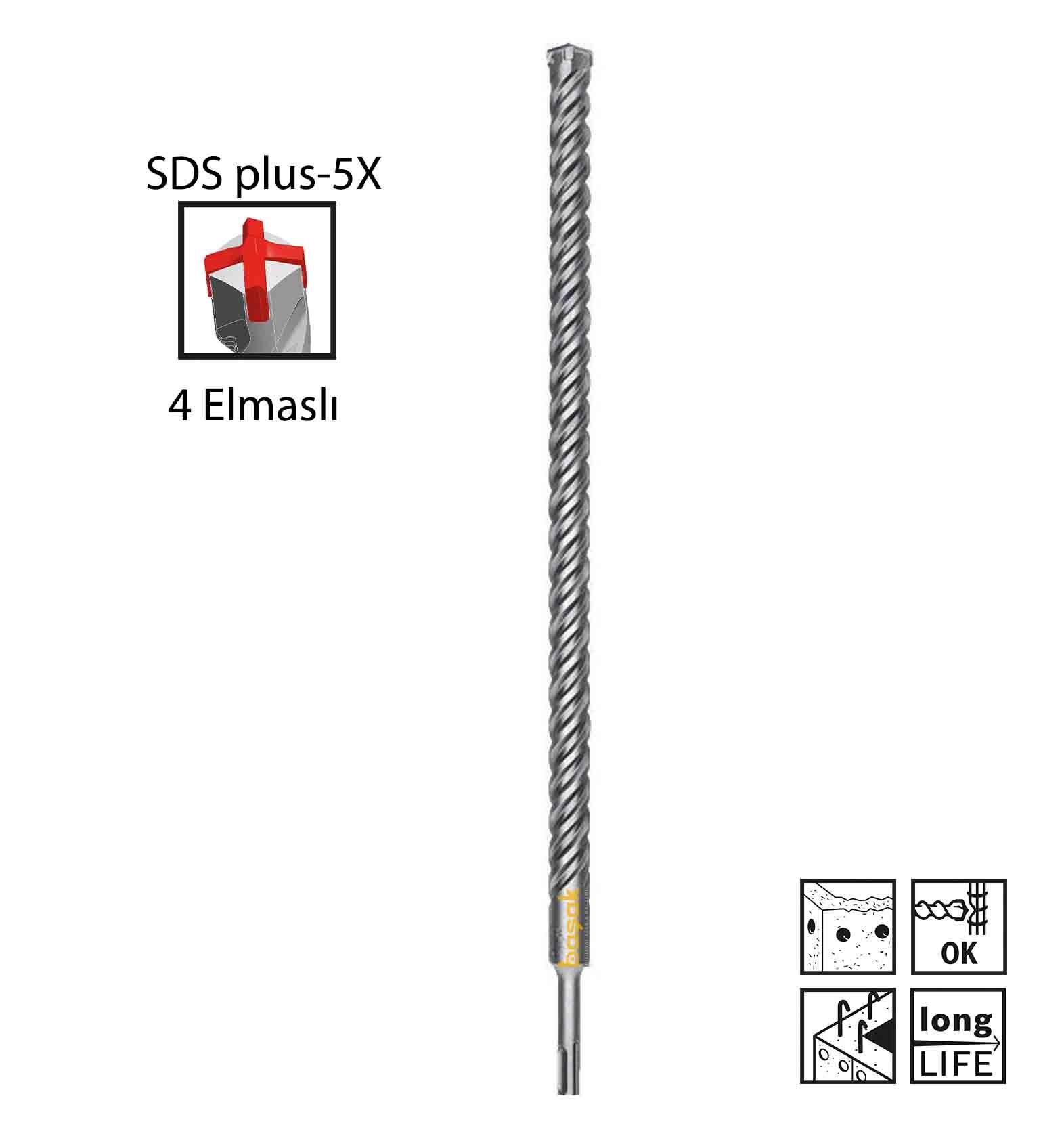 Bosch SDS Plus-5X 19 x 450 mm Dört Elmaslı Matkap Ucu 2608836638